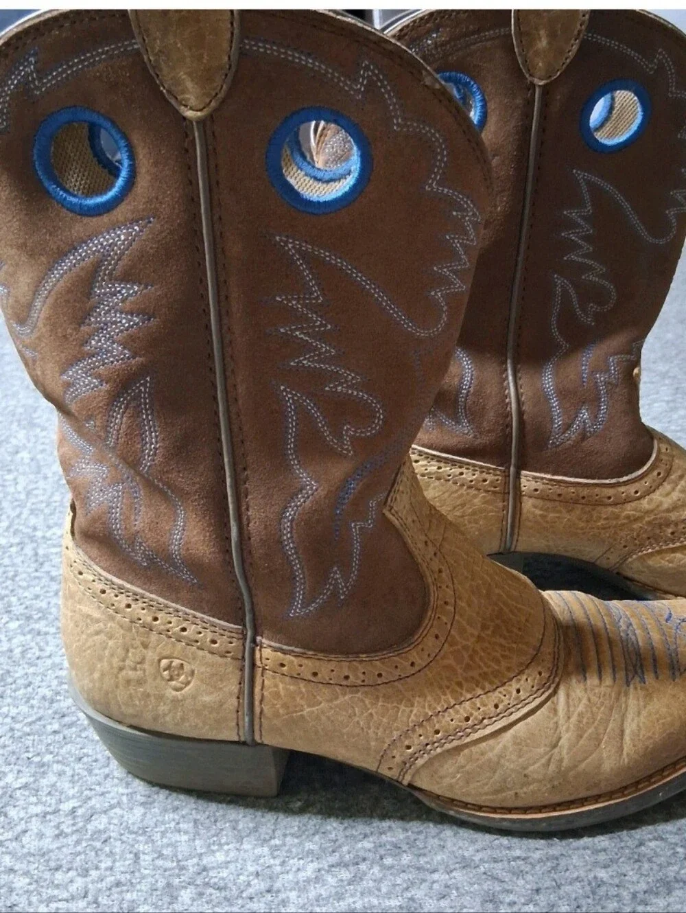 Ariat Kids Rough Stock Leather Cowboy Boots Size 6Y Square Toe Western
